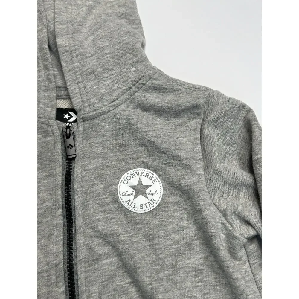 Converse Boy's Size M Medium Gray Zip Up Hooded Sweater Jacket Y2K 8-10